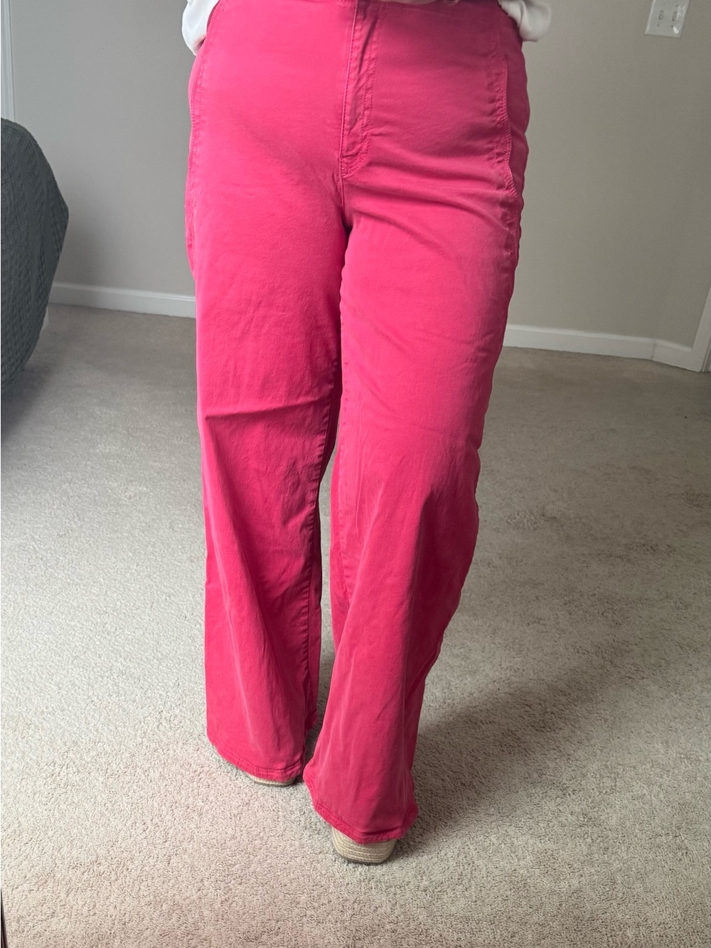 Maeve Wide-Leg Chino Pants in Bright Pink